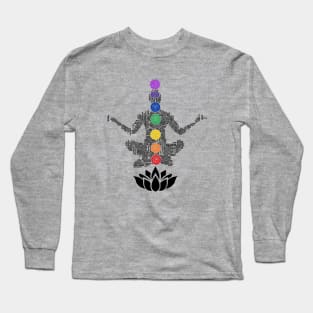 Typography Yoga Chakras Long Sleeve T-Shirt